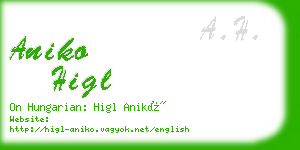 aniko higl business card